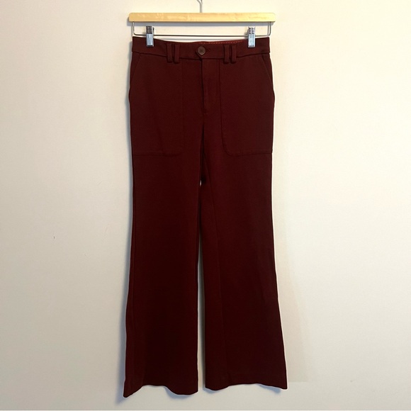 Anthropologie Essential Bootcut Trouser Red And Black Size Zero 0 - Picture 1 of 4